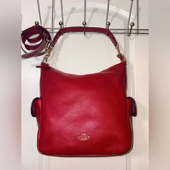 🍒 COACH Pennie Shoulder Bag - Crossbody in Red Pebble Leather - C6152 - Picture 16 of 16